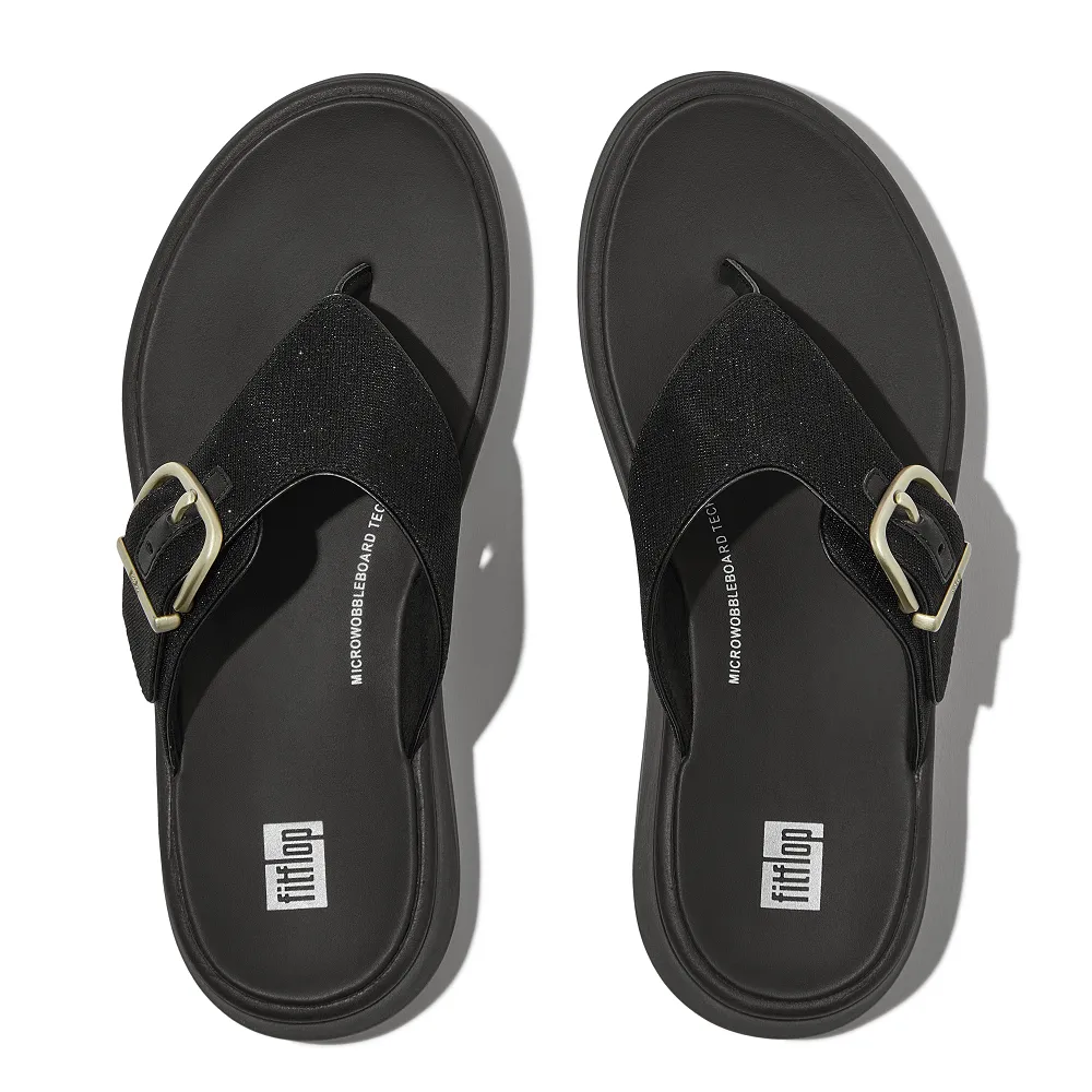 รองเท้าแตะแบบหูหนีบ ผู้หญิง รุ่น F-MODE BUCKLE SHIMMERLUX FLATFORM TOE-POST SANDALS