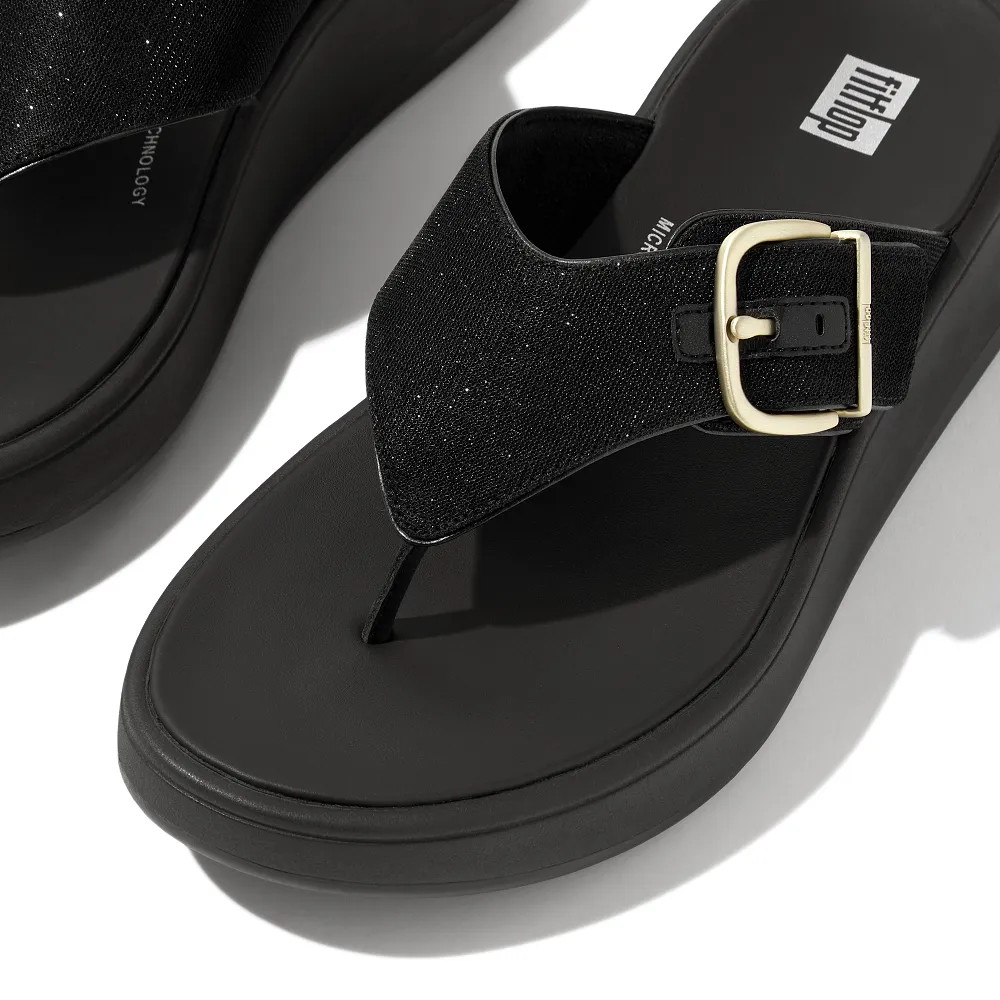รองเท้าแตะแบบหูหนีบ ผู้หญิง รุ่น F-MODE BUCKLE SHIMMERLUX FLATFORM TOE-POST SANDALS