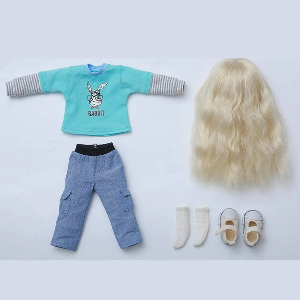 1/6 BJD Doll Full Set 26Cm Jointed Dolls   Clothes   Makeup   Accessories,Smile Expression,Blond Hair,Best Gift for Girls