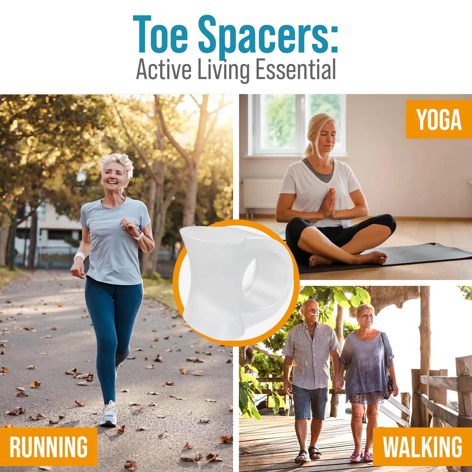 5 STARS UNITED Toe Spacers for Men and Women – 4 Gel Toe Separators for Curled and Overlapping Toes, Bunions, Hammer Toe Straightener, Big and Second Toe Spreader - Clear Big 4 Pack Clear