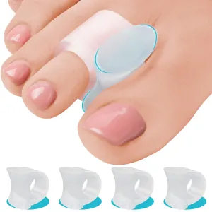 5 STARS UNITED Toe Spacers for Men and Women – 4 Gel Toe Separators for Curled and Overlapping Toes, Bunions, Hammer Toe Straightener, Big and Second Toe Spreader - Clear Big 4 Pack Clear