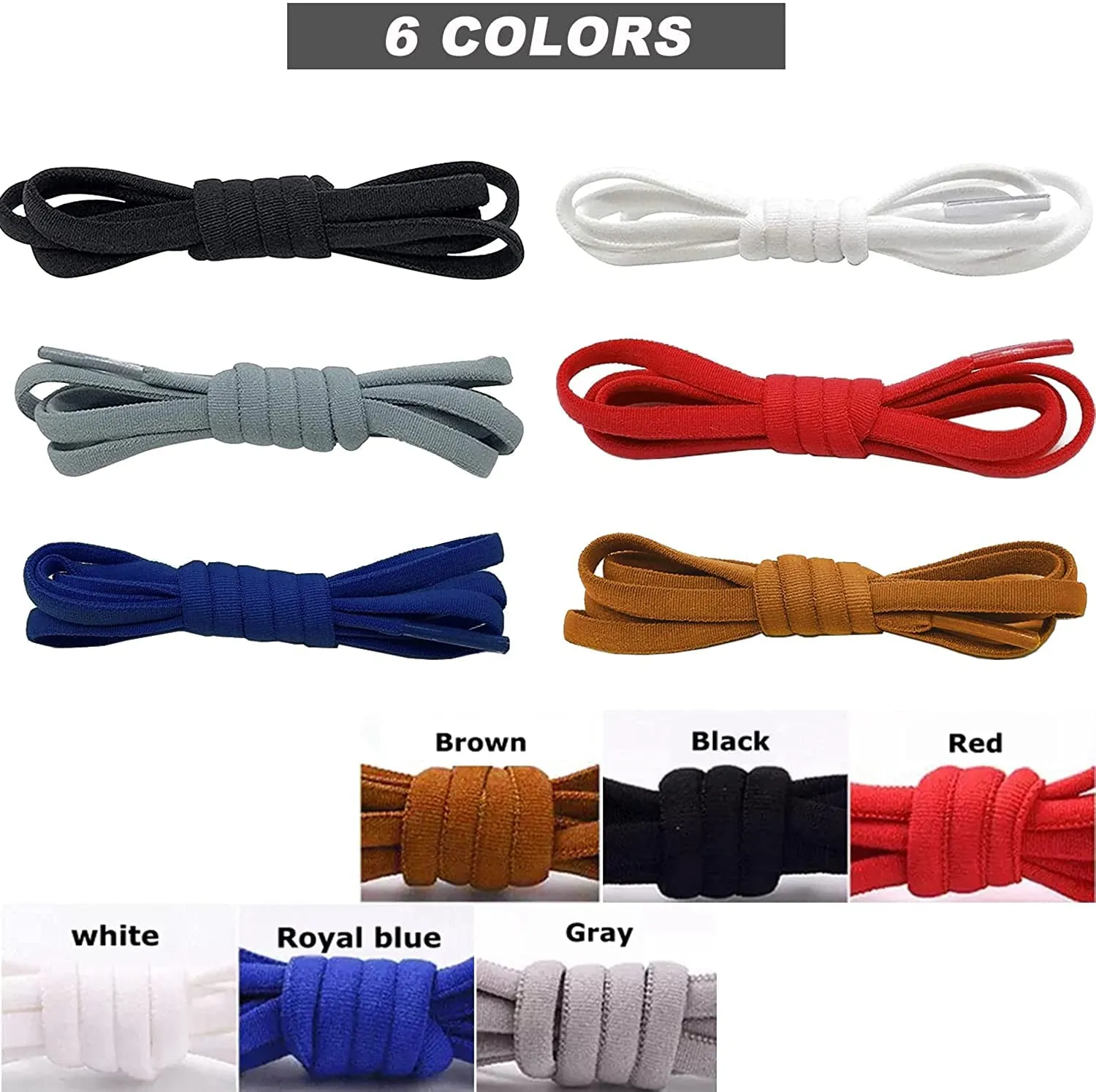 8 Pairs No Tie Elastic Shoelaces, BetterJonny Universal Tieless Flat Shoelaces Running Laces with Metal Lock for All Shoes（Multicolor）