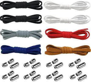 8 Pairs No Tie Elastic Shoelaces, BetterJonny Universal Tieless Flat Shoelaces Running Laces with Metal Lock for All Shoes（Multicolor）