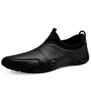 Aidase Men's  Spring  first layer cowhide business Pointed head   Leather Shoes casual outdoor shoes non-slip rock  hiking shoes