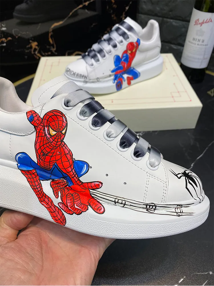 ALISANDRO MOQUEN GRAFFITI CARTOON CHUNKY SOLE LEATHER SNEAKER