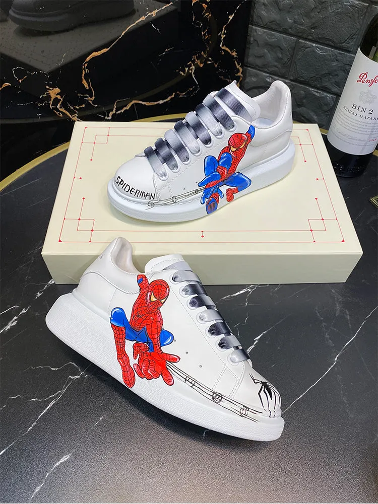 ALISANDRO MOQUEN GRAFFITI CARTOON CHUNKY SOLE LEATHER SNEAKER