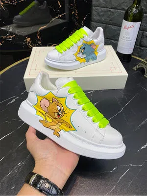 ALISANDRO MOQUEN GRAFFITI CARTOON CHUNKY SOLE LEATHER SNEAKER