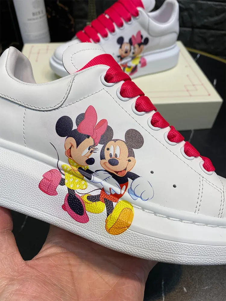 ALISANDRO MOQUEN GRAFFITI CARTOON CHUNKY SOLE LEATHER SNEAKER