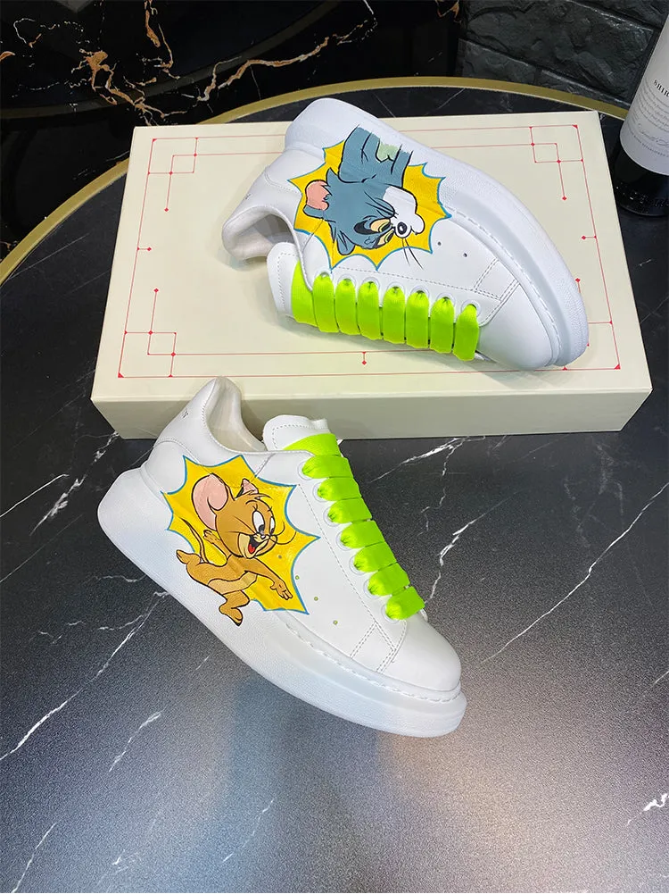 ALISANDRO MOQUEN GRAFFITI CARTOON CHUNKY SOLE LEATHER SNEAKER