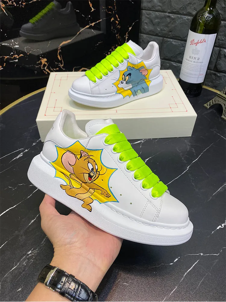 ALISANDRO MOQUEN GRAFFITI CARTOON CHUNKY SOLE LEATHER SNEAKER