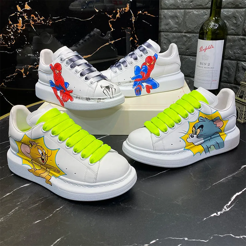 ALISANDRO MOQUEN GRAFFITI CARTOON CHUNKY SOLE LEATHER SNEAKER
