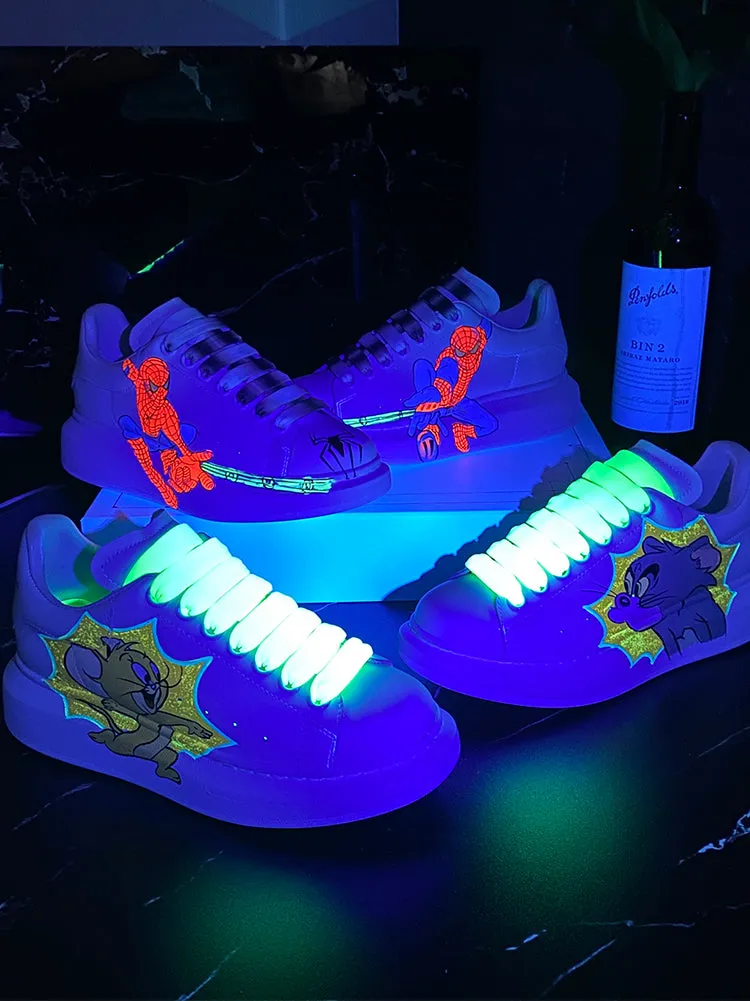 ALISANDRO MOQUEN GRAFFITI CARTOON CHUNKY SOLE LEATHER SNEAKER
