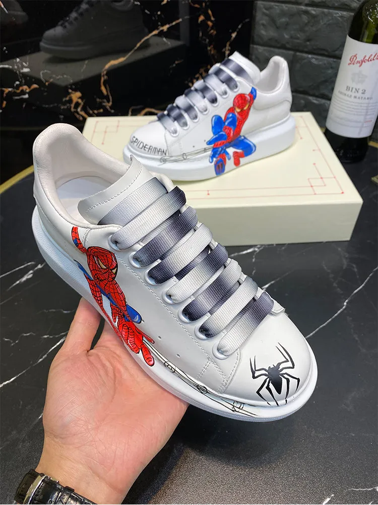 ALISANDRO MOQUEN GRAFFITI CARTOON CHUNKY SOLE LEATHER SNEAKER