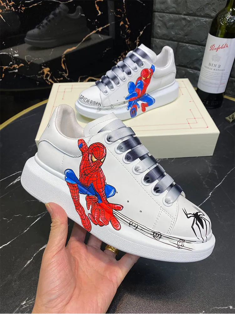ALISANDRO MOQUEN GRAFFITI CARTOON CHUNKY SOLE LEATHER SNEAKER