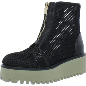 All Black Womens Amazing Flatform Mesh Platform Ankle Boots