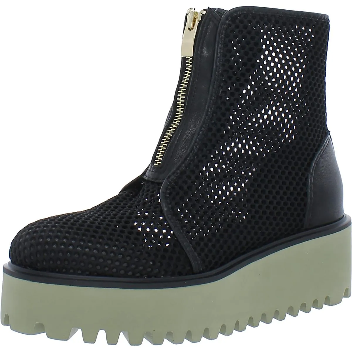 All Black Womens Amazing Flatform Mesh Platform Ankle Boots