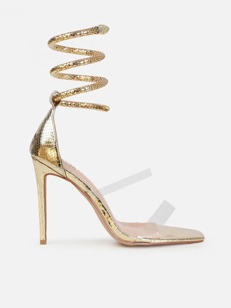 Amozae-Faux Snake Cuff Stiletto Heels