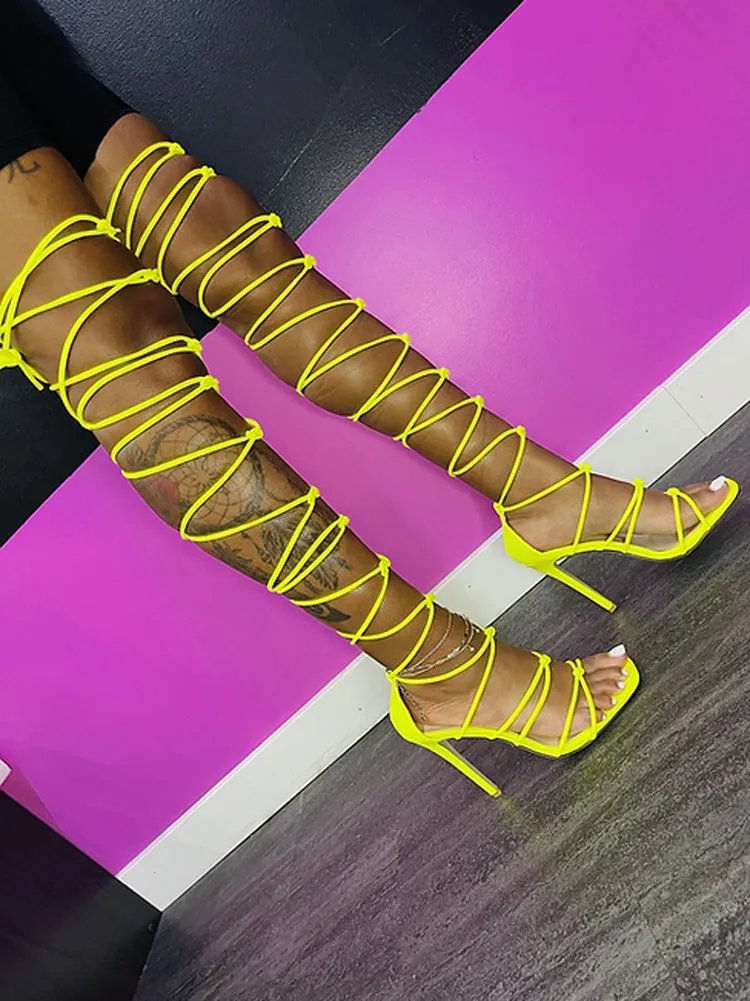 Amozae-Lace-up Over Knee Knot Stiletto Heels
