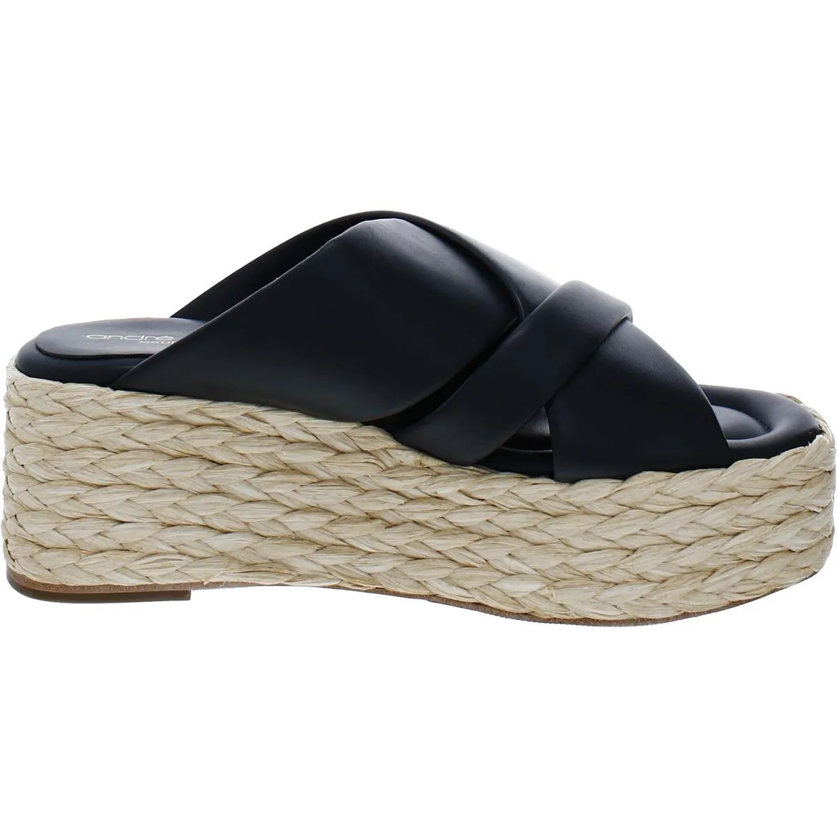 André Assous Womens Calesa Leather Slip-On Flatform Sandals