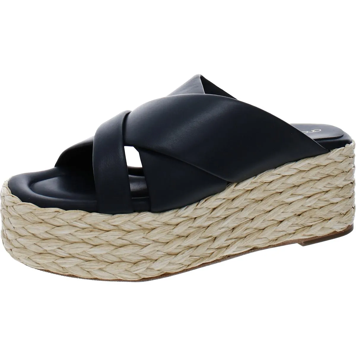 André Assous Womens Calesa Leather Slip-On Flatform Sandals