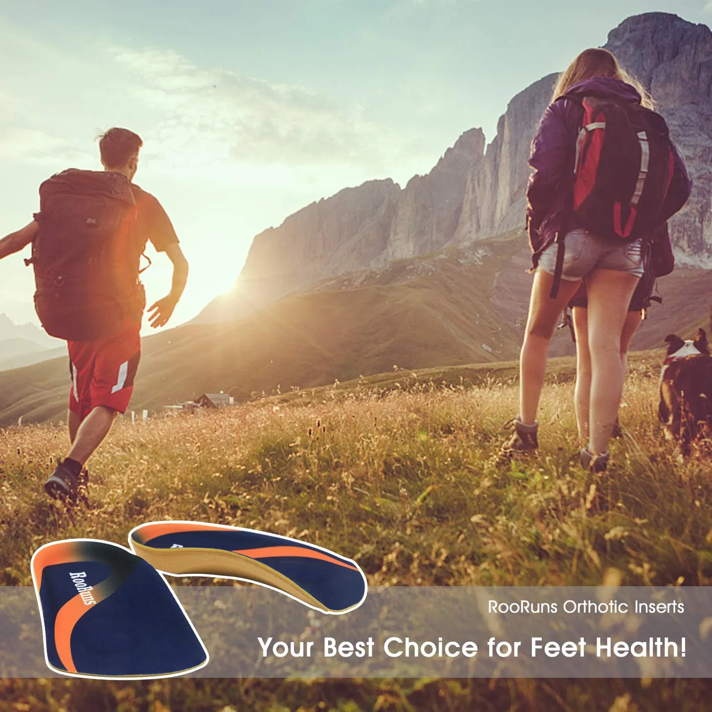 Arch Support, RooRuns 3/4 Orthotic Shoe Inserts for Over-Pronation, Plantar Fasciitis, Heel Pain Relief, High Arch Support Insoles for Men and Women for Running Walking M (Men's7-10.5, Women's8-11.5)
