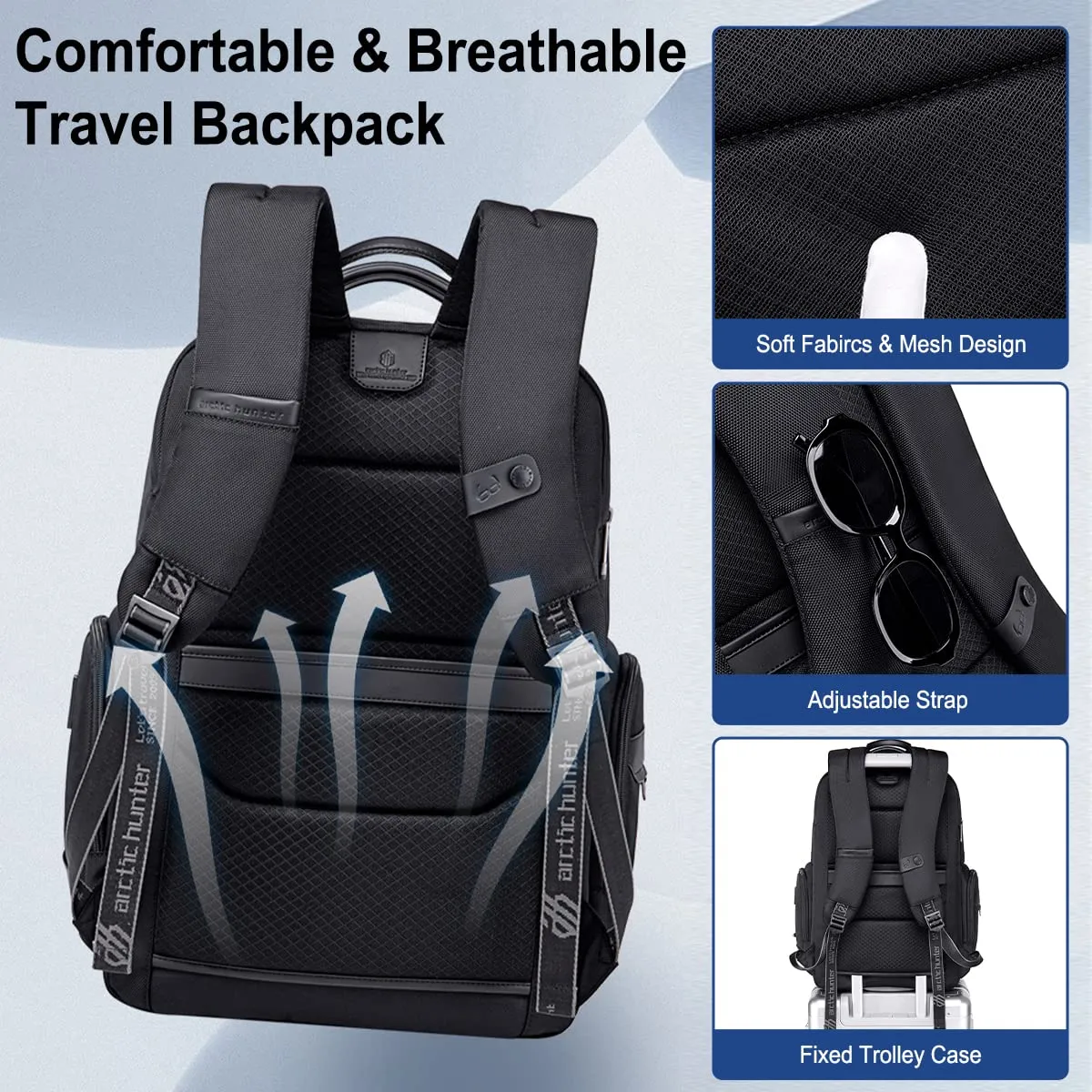 Arctic Hunter Backpack Office Travel Laptop Bag for Men 45L Large Backpack (AH-B00544 Laptop Bag-Black)