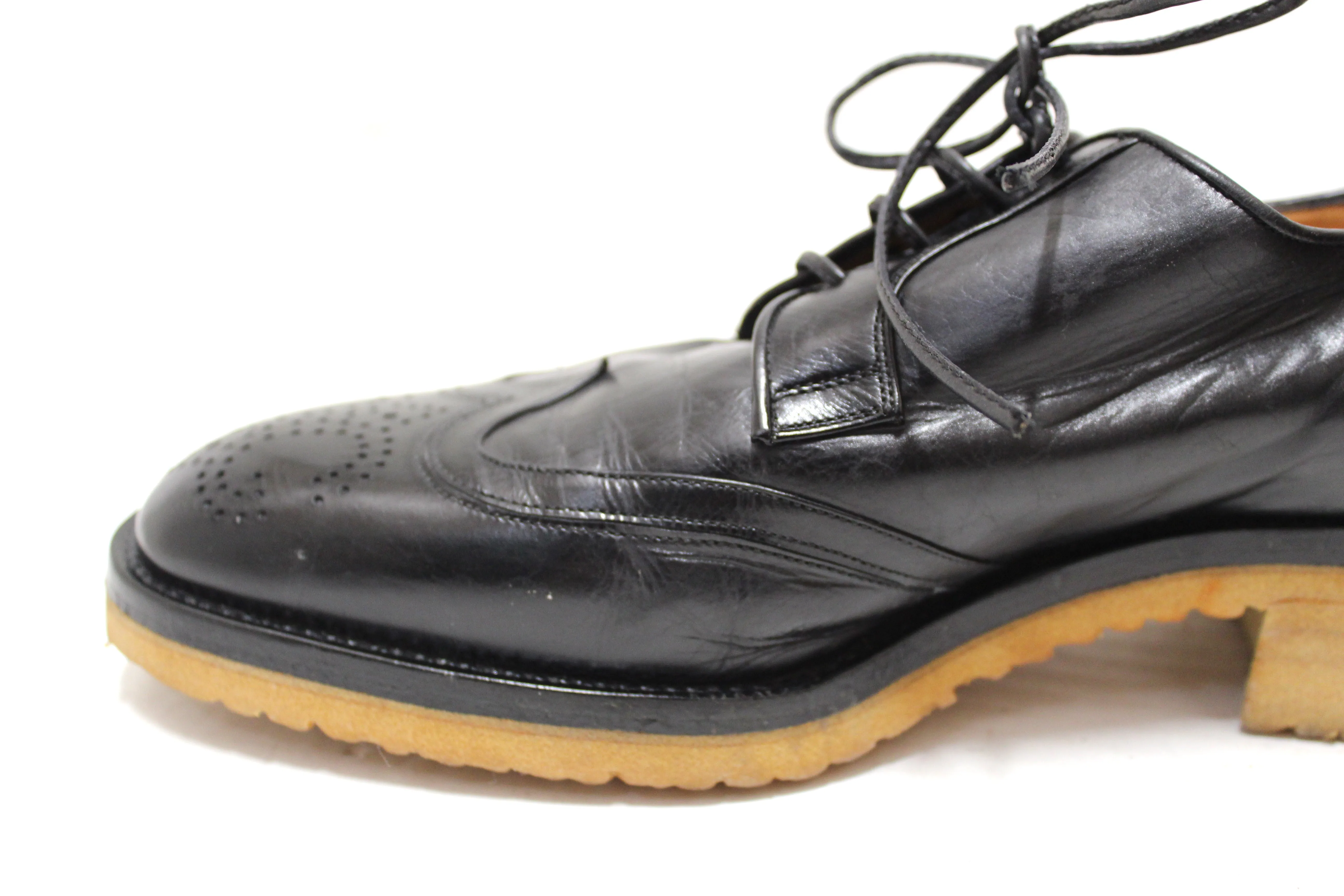 Authentic Gucci Men's Black Lace Brogue Dress Shoes size 7