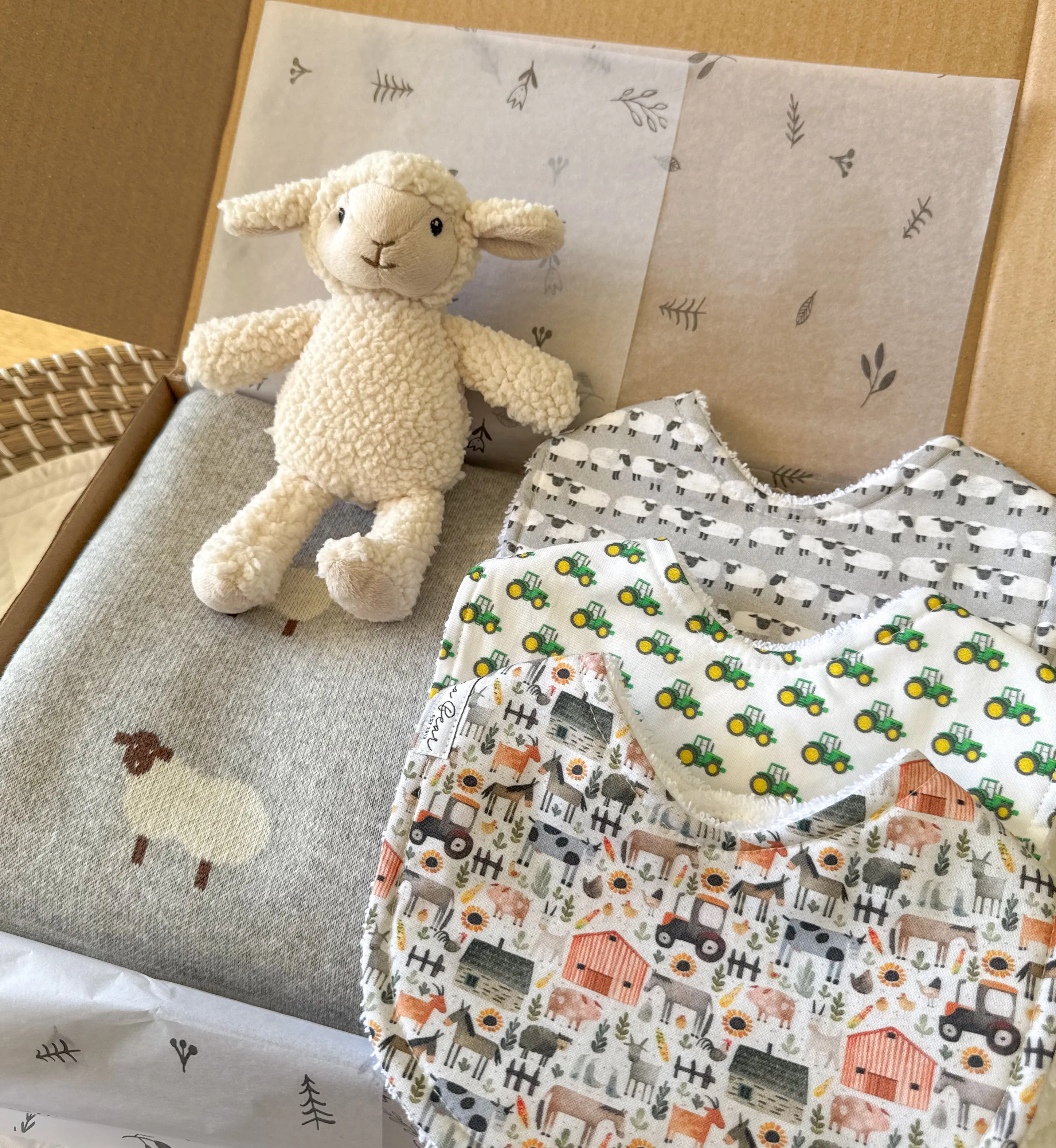 Baby Farmer Gift Set | Tractor Shoes & Sheep Toy