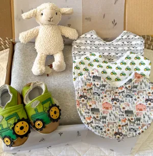 Baby Farmer Gift Set | Tractor Shoes & Sheep Toy