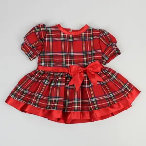 Baby Girls Traditional Red Tartan Dress with Red bows
