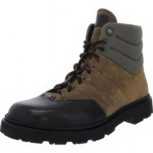 Bally Men's Zeber 24 Suede Lace Up Hiking Boots  Color Tan/Green/Black Size 12D