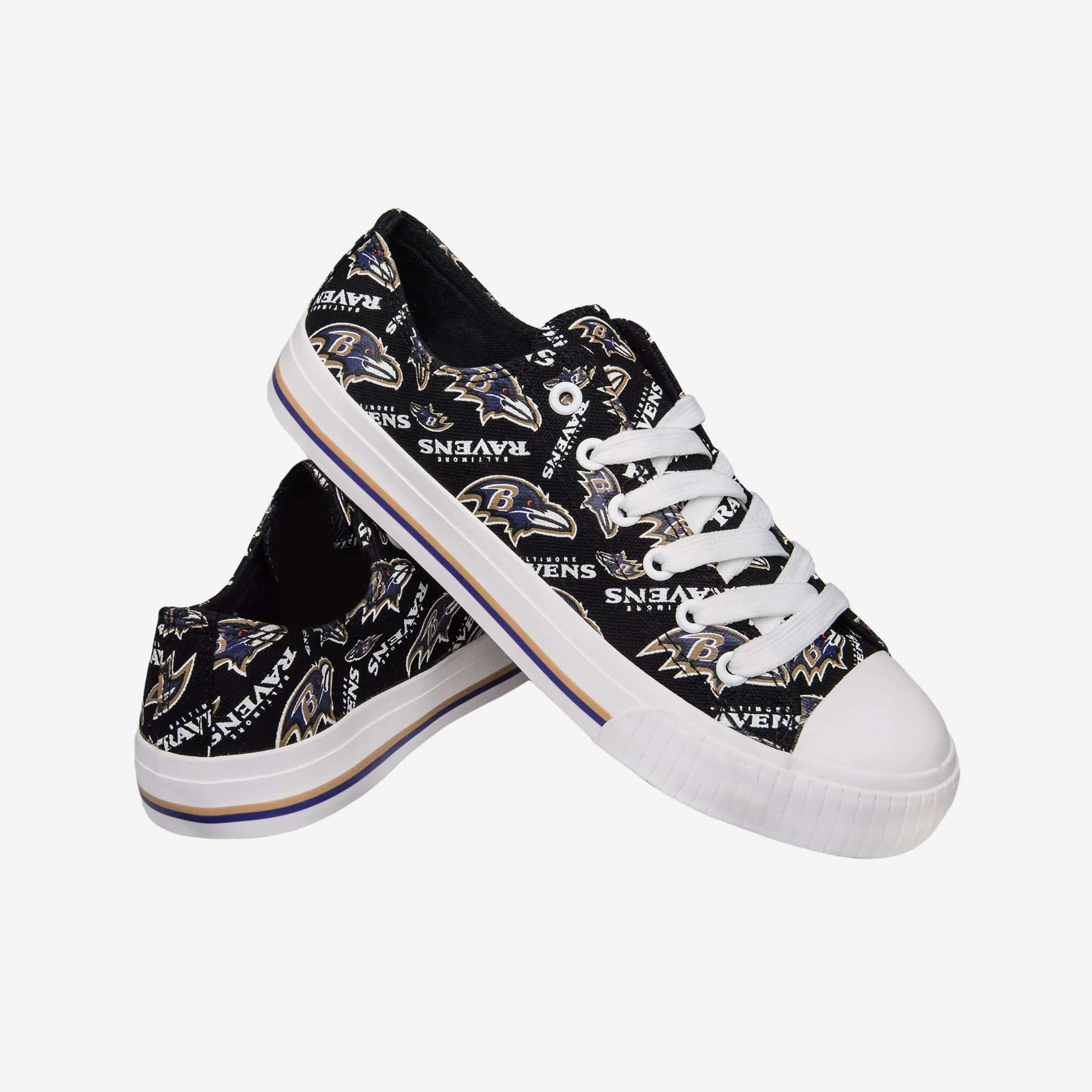 Baltimore Ravens Womens Low Top Repeat Print Canvas Shoe