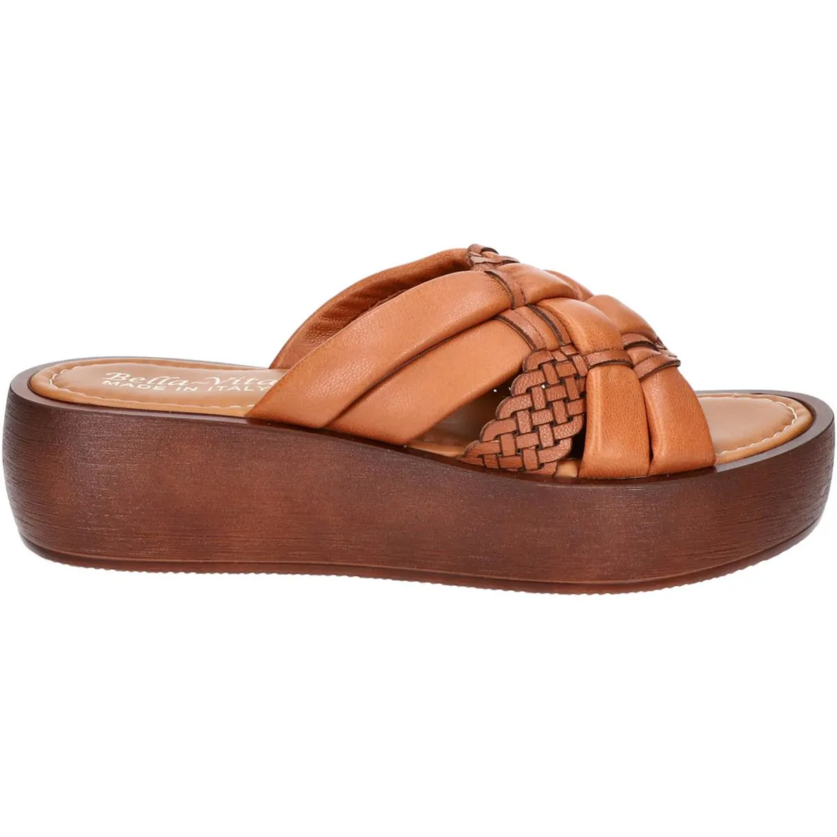 Bella Vita Womens Ned Italy Leather Woven Flatform Sandals