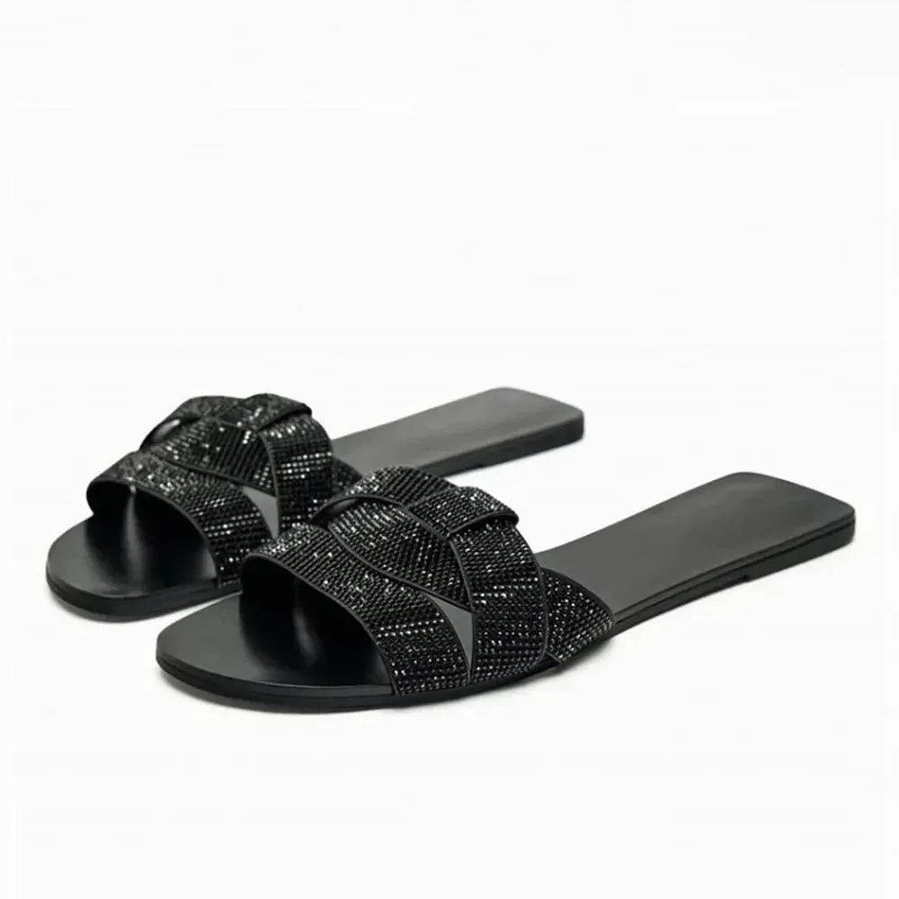 binfenxie  -  Fashion Women Flat Sandals 2024 Summer Beach Style Blue Denim Shoes Casual Round Toes Flip Flops Woman Comfortable Slippers