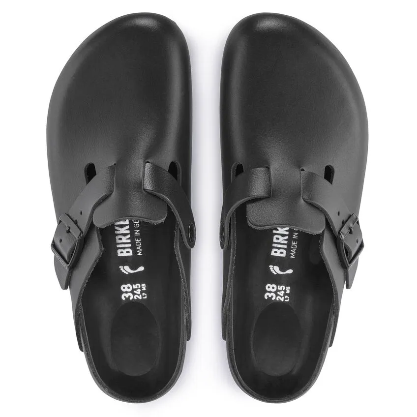 BIRKENSTOCK Women's Boston Exquisite Leather (Black - Narrow Fit)
