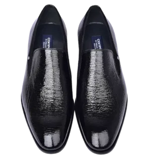 Black Red Bottom Men's Italian Shinny Leather Slip-On Shoes Formal loafer C00011-7358 By Corrente