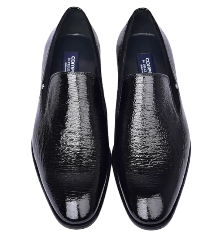 Black Red Bottom Men's Italian Shinny Leather Slip-On Shoes Formal loafer C00011-7358 By Corrente