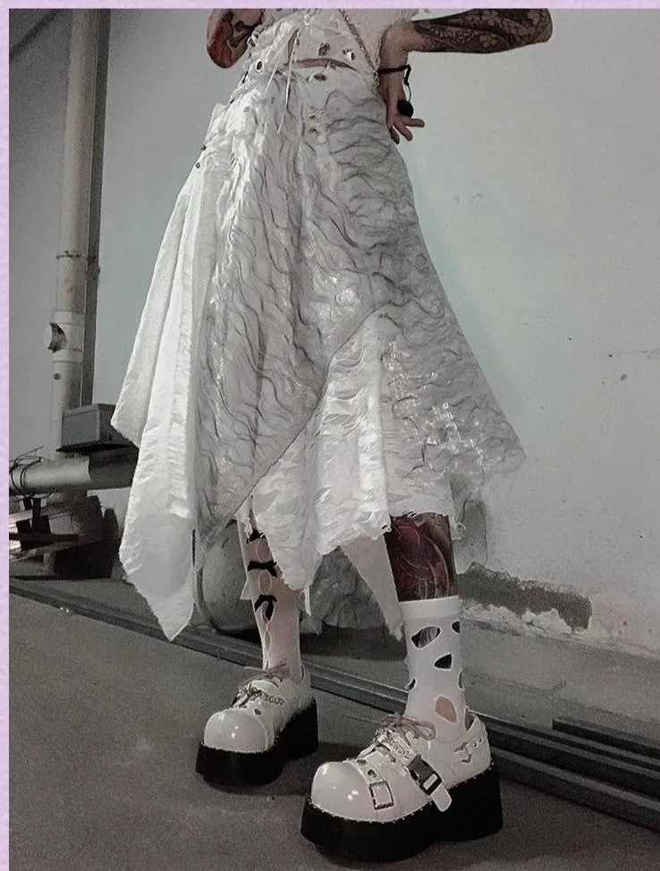 Black White Platform Shoes Round-Toe Flatform Shoes