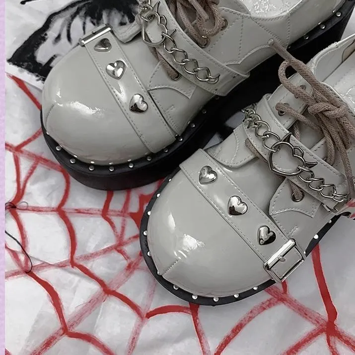 Black White Platform Shoes Round-Toe Flatform Shoes