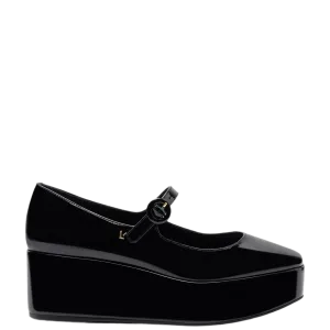 Blair Flatform In Black Patent Leather by Larroudé