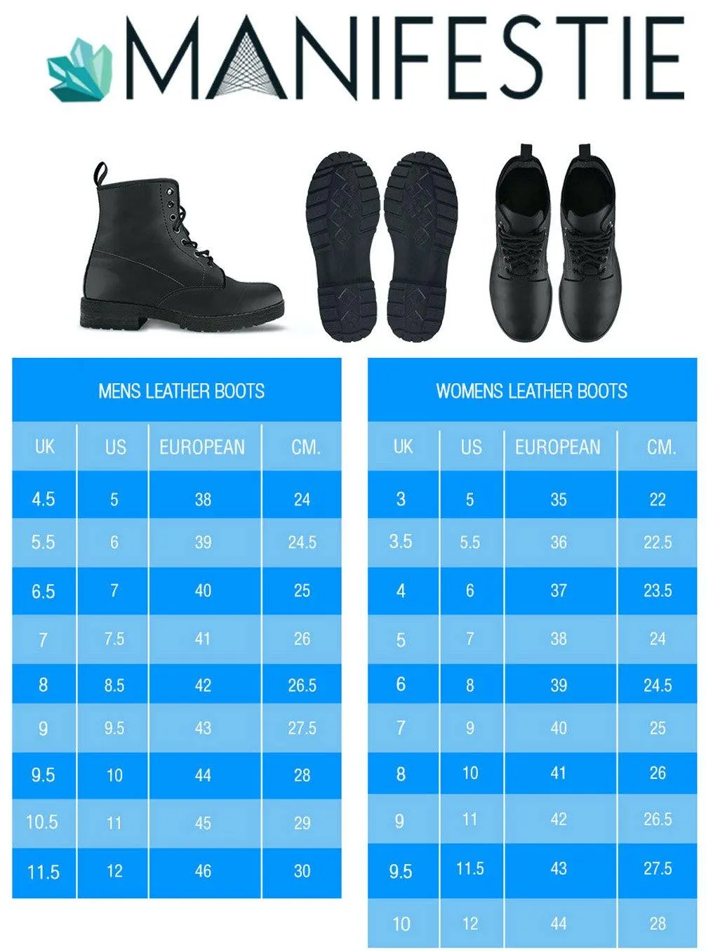 Blue  Memory Foam Boots | All Season Lace Up Boots | Vegan Leather Combat Boot by Manifestie