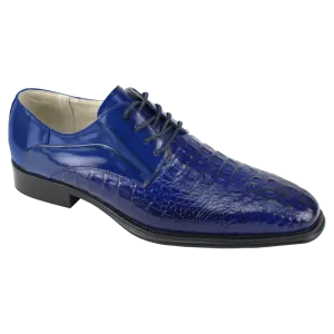 Blue oxford men's lace-up shoes genuine leather
