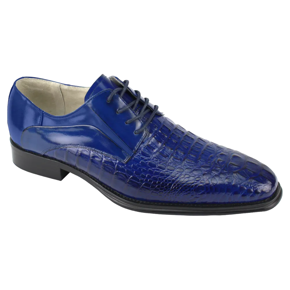 Blue oxford men's lace-up shoes genuine leather