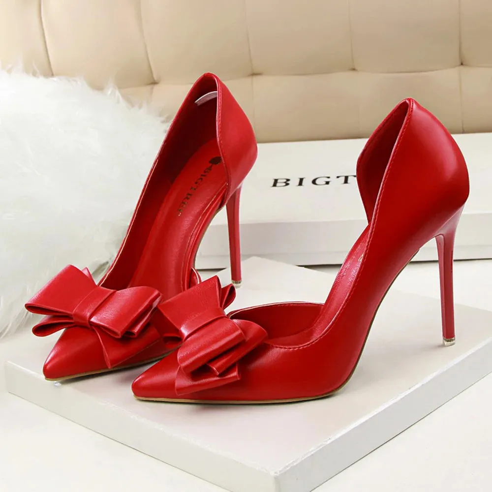 Bow pointed Stiletto high Heel Shoes