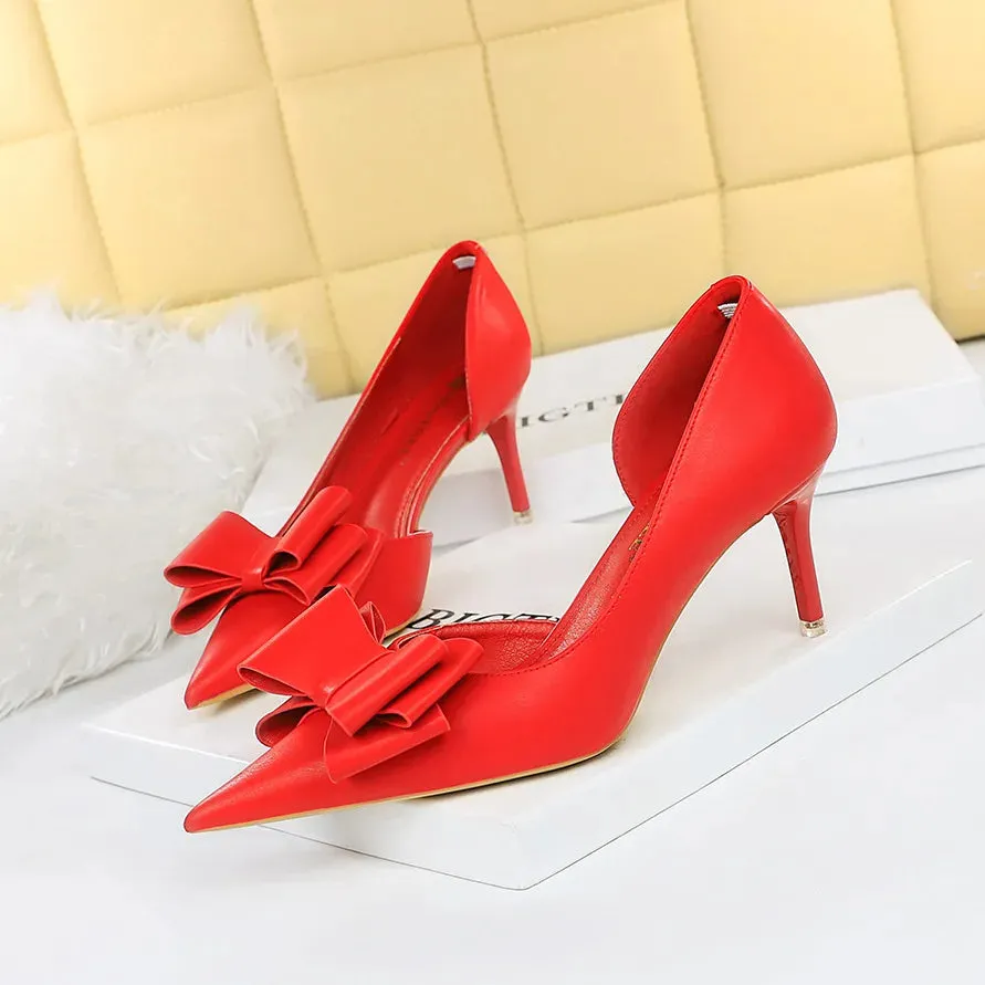 Bow pointed Stiletto high Heel Shoes