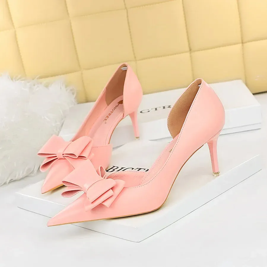 Bow pointed Stiletto high Heel Shoes
