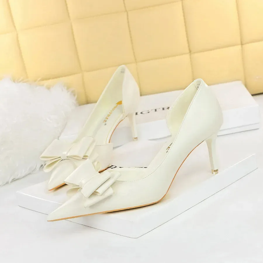 Bow pointed Stiletto high Heel Shoes