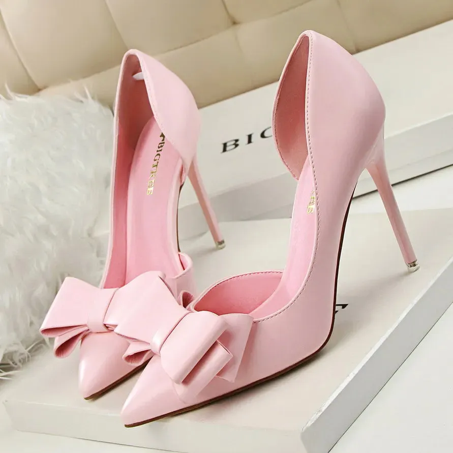 Bow pointed Stiletto high Heel Shoes