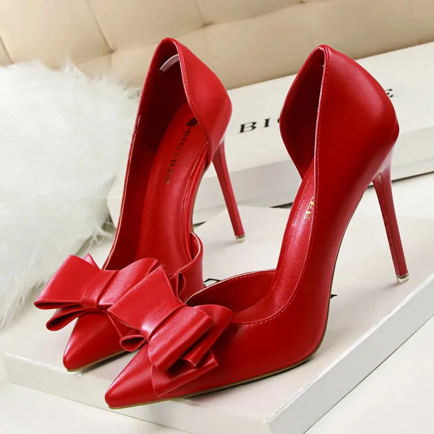Bow pointed Stiletto high Heel Shoes