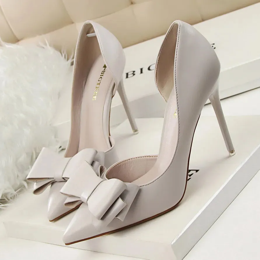 Bow pointed Stiletto high Heel Shoes